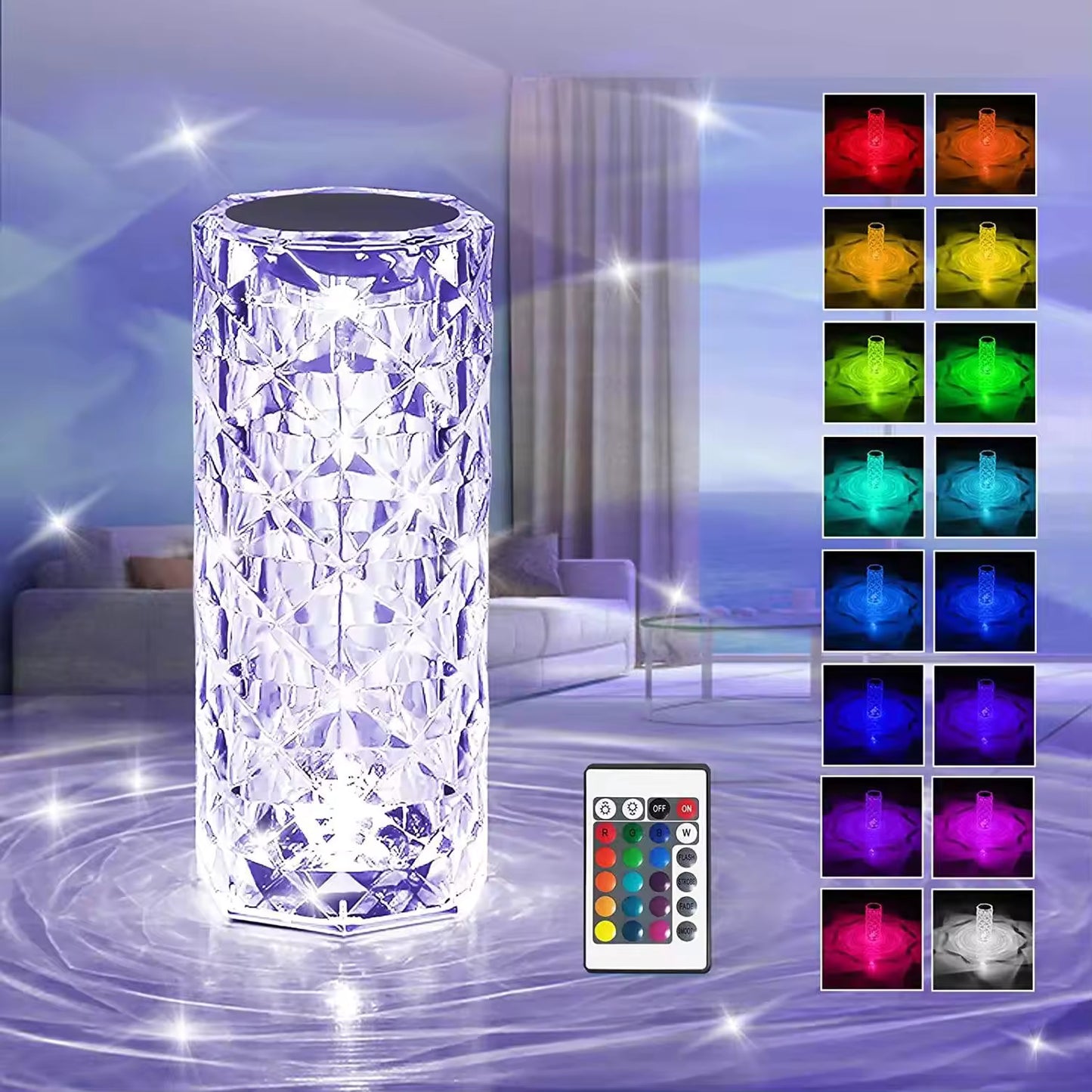 Rechargeable 16 color Crystal Table adjustable Lights