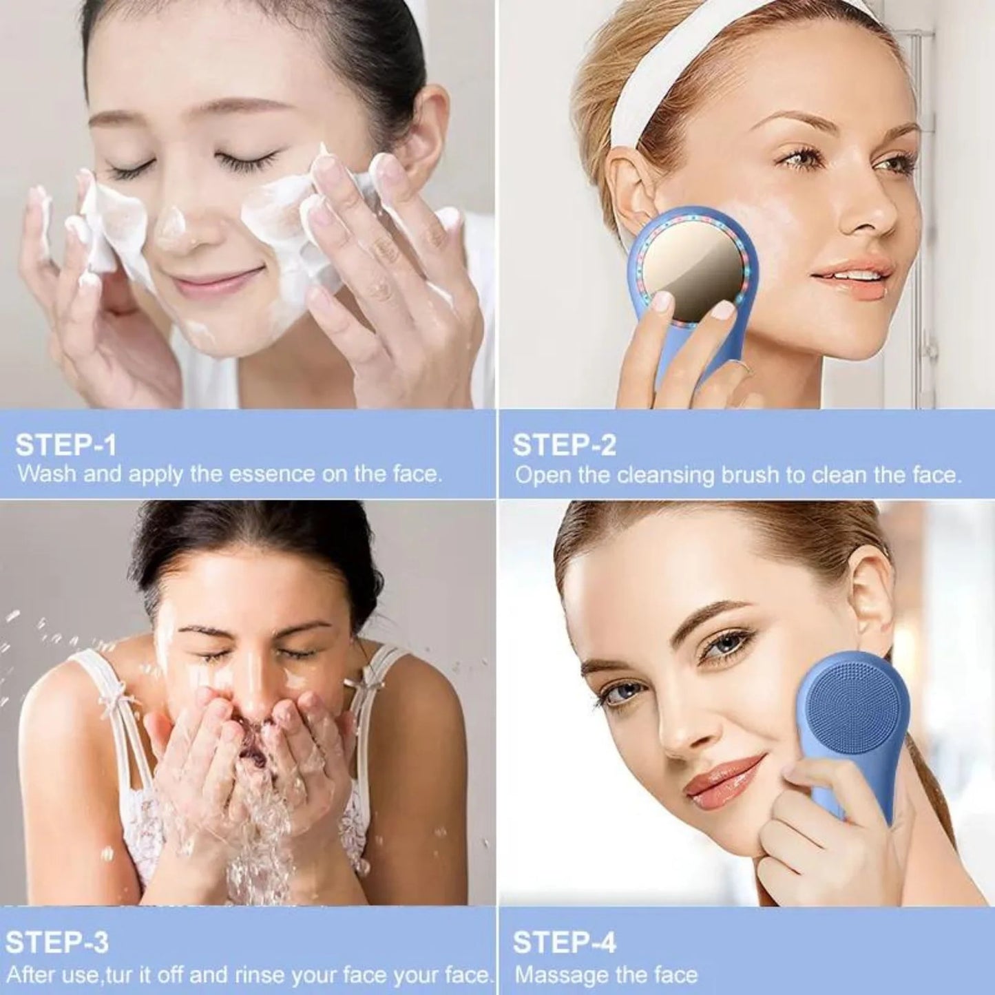 2-in-1 silicone Facial Cleansing Brush and Massager