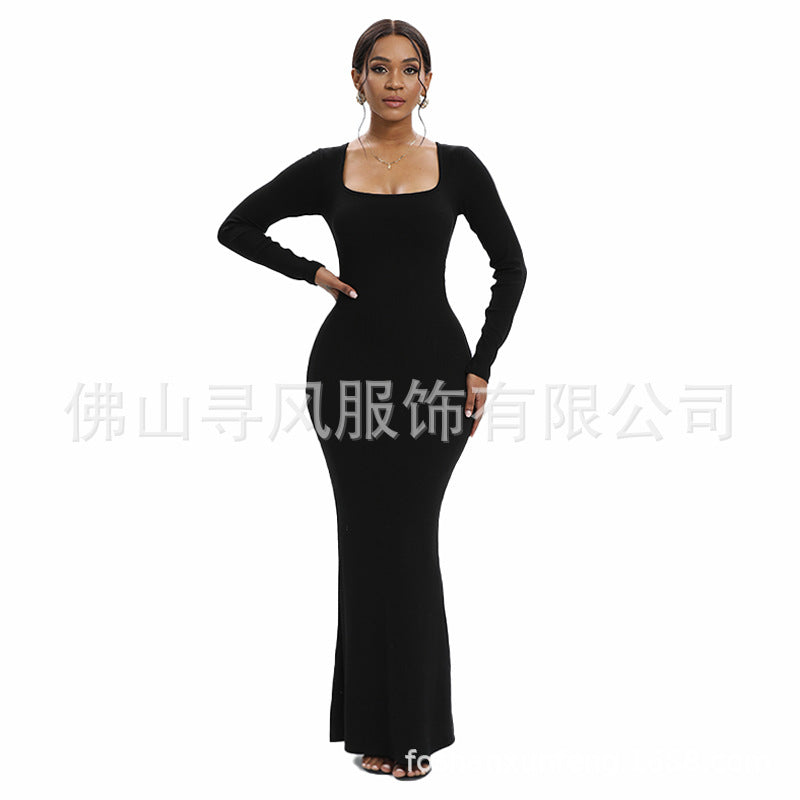 BUILT-IN CURVY SLIM TUMMY COMPRESSION SLIMMING LONG SLEEVE SHAPER DRESS