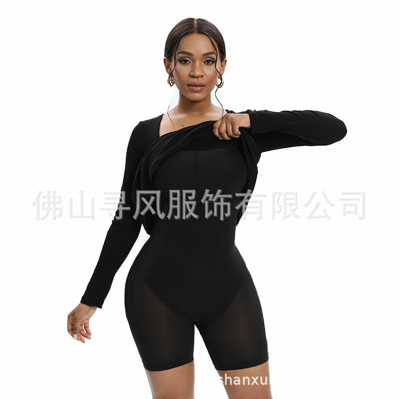 BUILT-IN CURVY SLIM TUMMY COMPRESSION SLIMMING LONG SLEEVE SHAPER DRESS