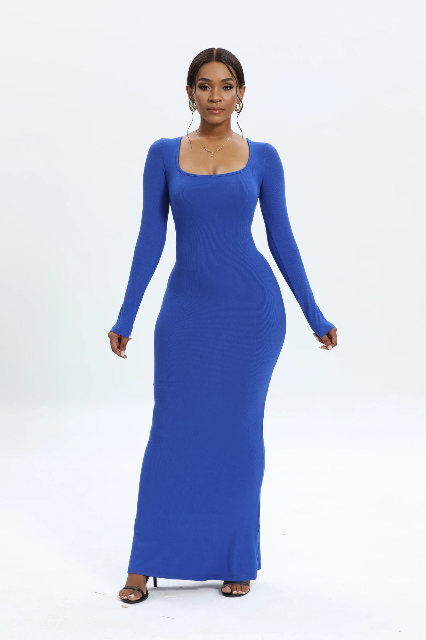 BUILT-IN CURVY SLIM TUMMY COMPRESSION SLIMMING LONG SLEEVE SHAPER DRESS