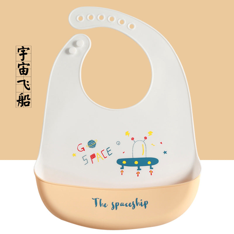 Baby Silicone Bib Baby Meal Waterproof Three-dimensional Meal Pocket Bib Kid Child Saliva Pocket Cartoon Custom