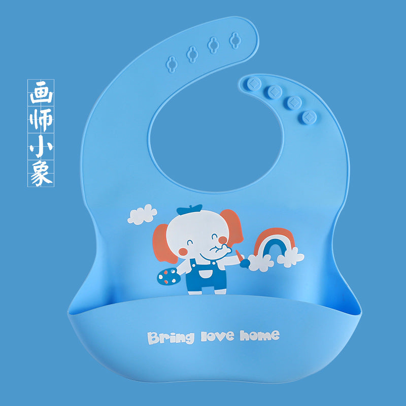 Baby Silicone Bib Baby Meal Waterproof Three-dimensional Meal Pocket Bib Kid Child Saliva Pocket Cartoon Custom