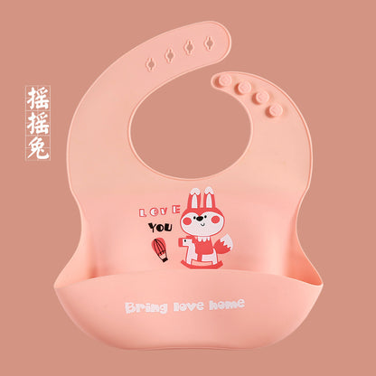 Baby Silicone Bib Baby Meal Waterproof Three-dimensional Meal Pocket Bib Kid Child Saliva Pocket Cartoon Custom