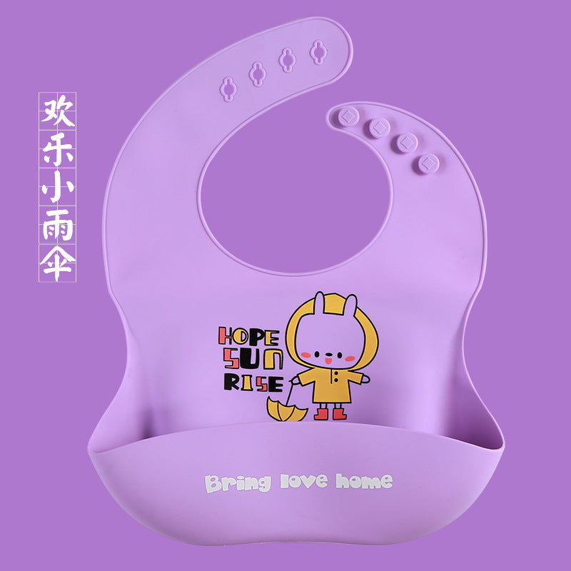 Baby Silicone Bib Baby Meal Waterproof Three-dimensional Meal Pocket Bib Kid Child Saliva Pocket Cartoon Custom