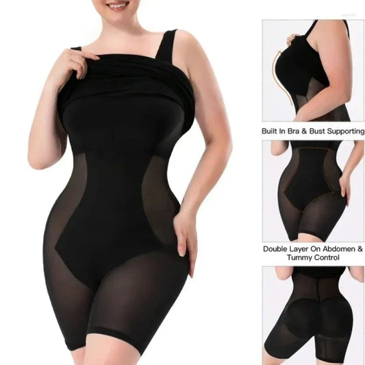 BUILT-IN CURVY SLIM TUMMY COMPRESSION SLIMMING LONG SLEEVE SHAPER DRESS