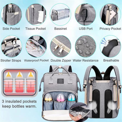 7-in-1 travel diaper bag backpack