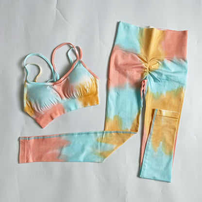 quick-drying Sports tie-dye bra and pants two-piece set