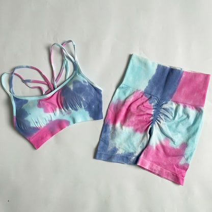 quick-drying Sports tie-dye bra and pants two-piece set