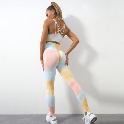 quick-drying Sports tie-dye bra and pants two-piece set