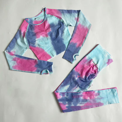 quick-drying Sports tie-dye bra and pants two-piece set