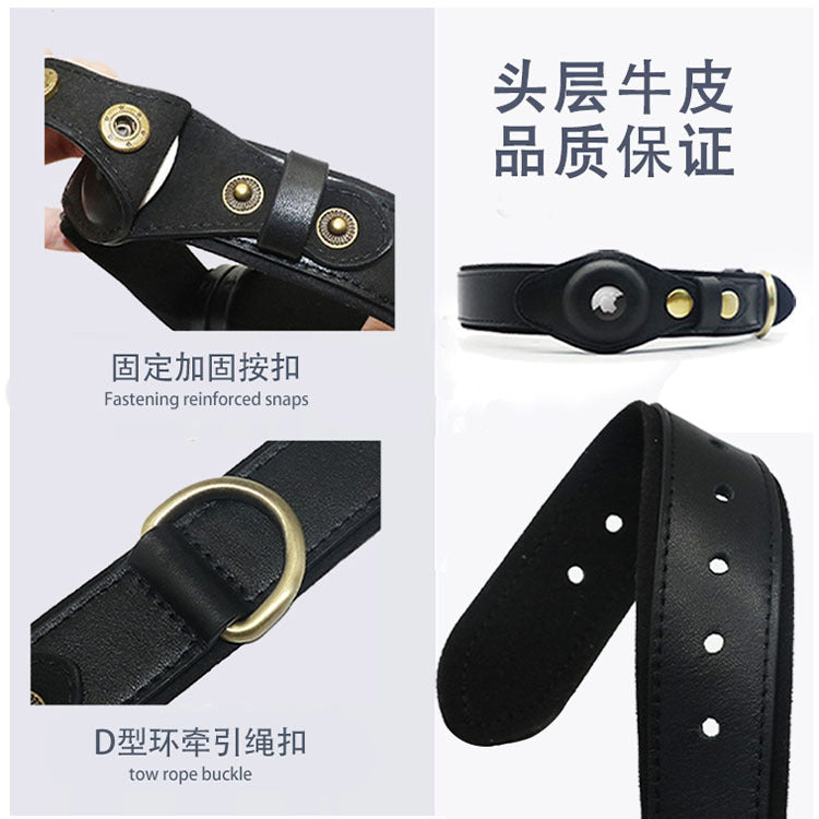 New leather collar with Apple airtag positioning tracker for Dogs and Cats