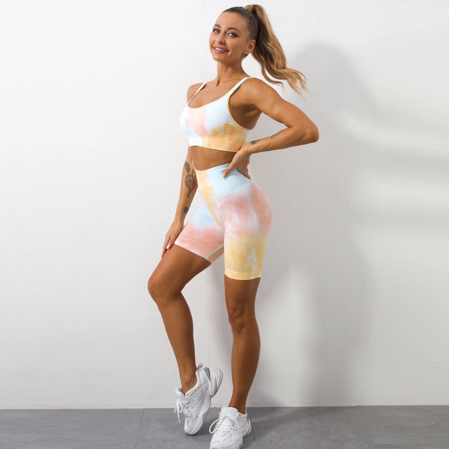 quick-drying Sports tie-dye bra and pants two-piece set