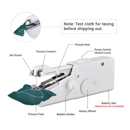 Portable hand-held sewing machine