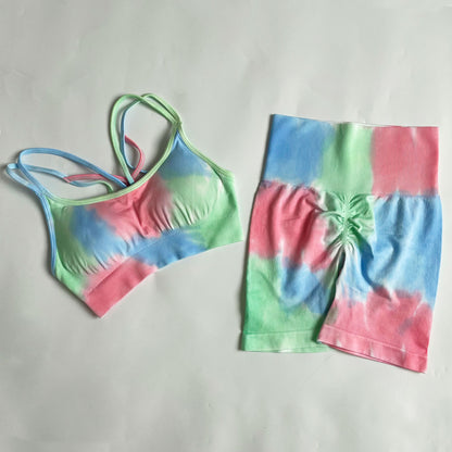 quick-drying Sports tie-dye bra and pants two-piece set