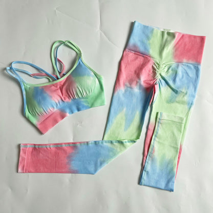 quick-drying Sports tie-dye bra and pants two-piece set