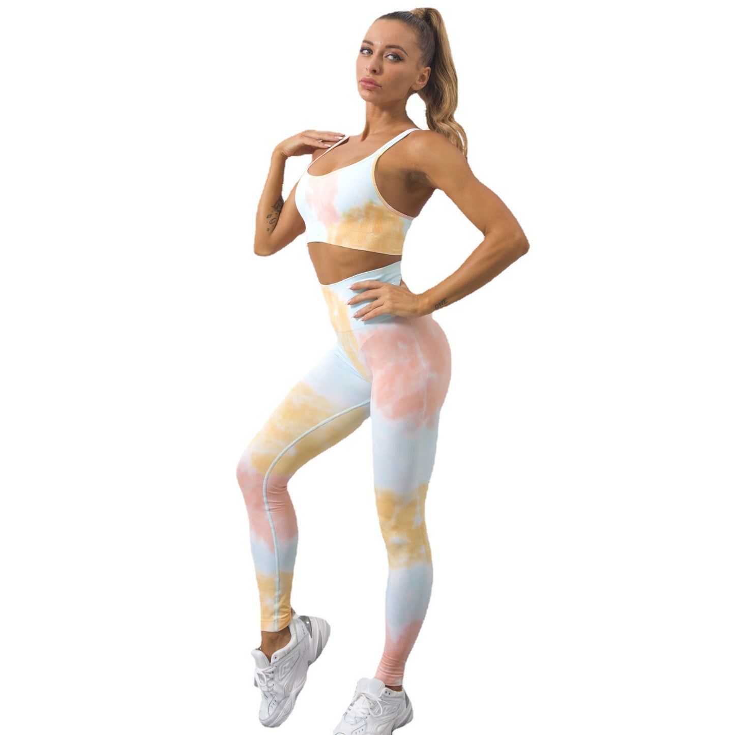 quick-drying Sports tie-dye bra and pants two-piece set