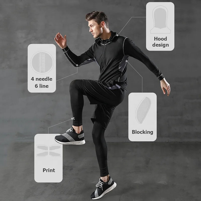 Running Suit Casual Men's Fitness Clothes quick-drying multi-Piece Set