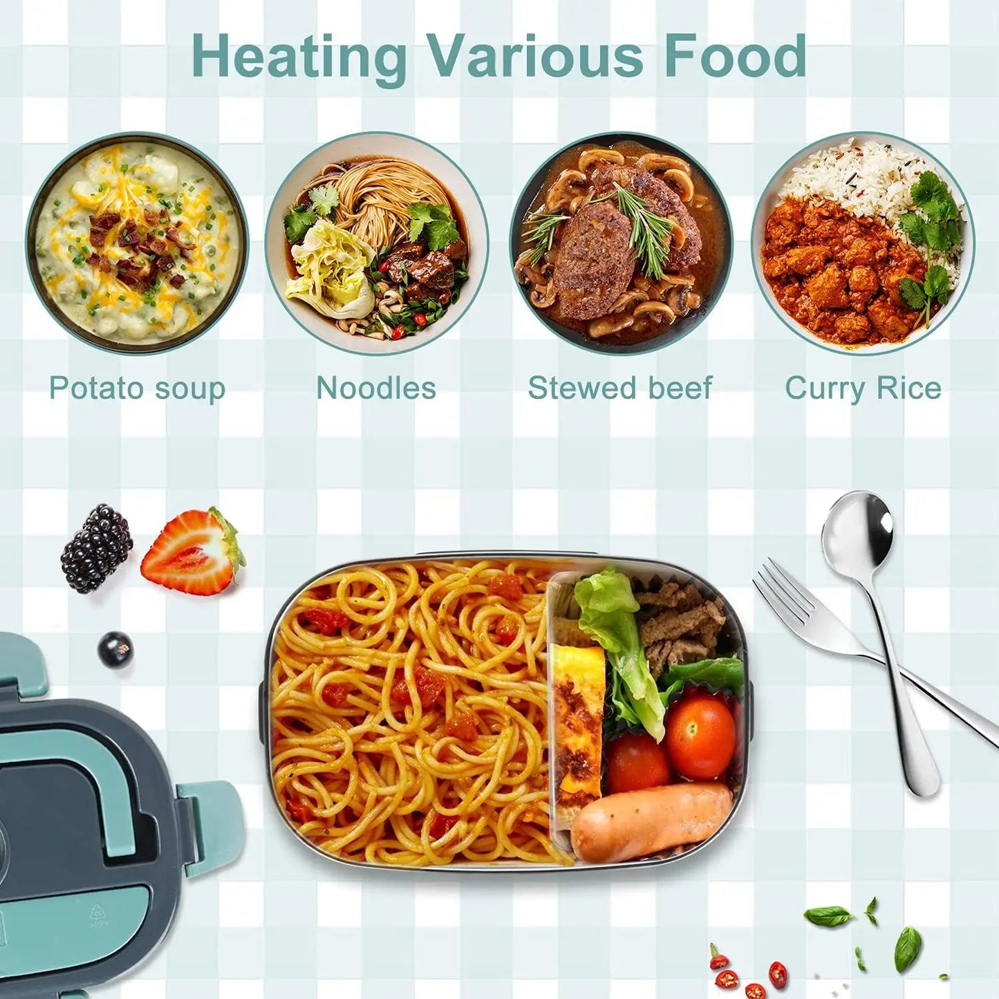 Portable electric heating lunch box