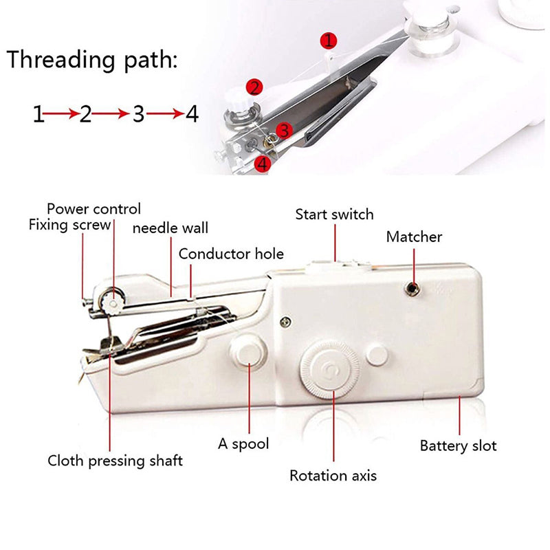 Portable hand-held sewing machine